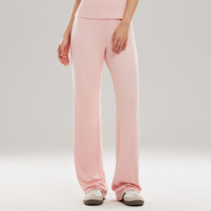 Wide-leg straight-cut casual trousers with drawstring
